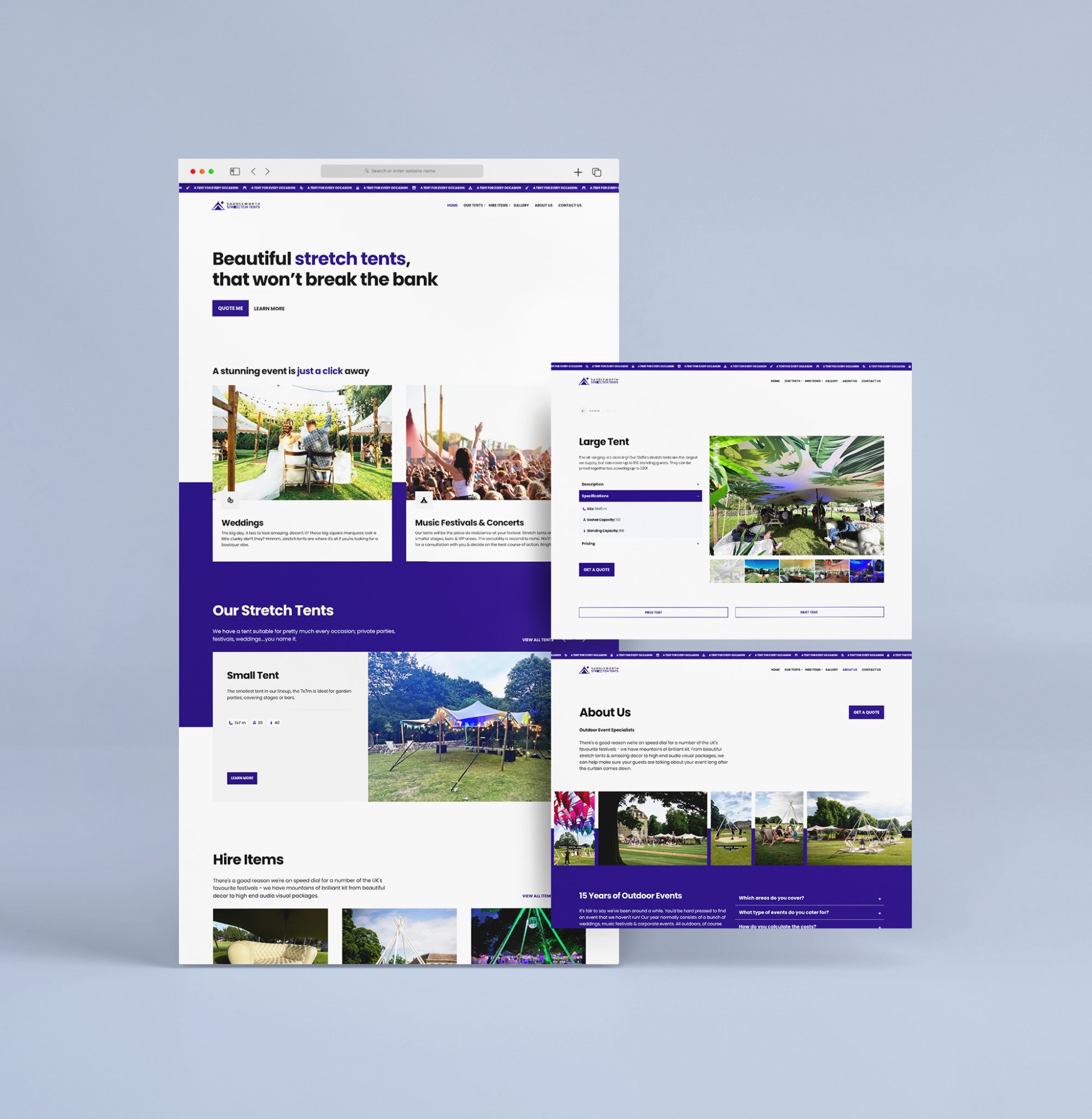 Sito web per società di noleggio tensostrutture